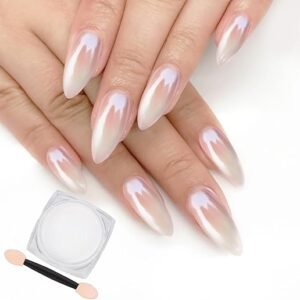 Artdone White Pearl Chrome Nail Powder - Iridescent Glitter Kit